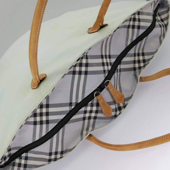 Burberrys Blue Label Tote Bag Nylon Leather Light Blue Brown Silver Auth ti2219 - Picture 8 of 16